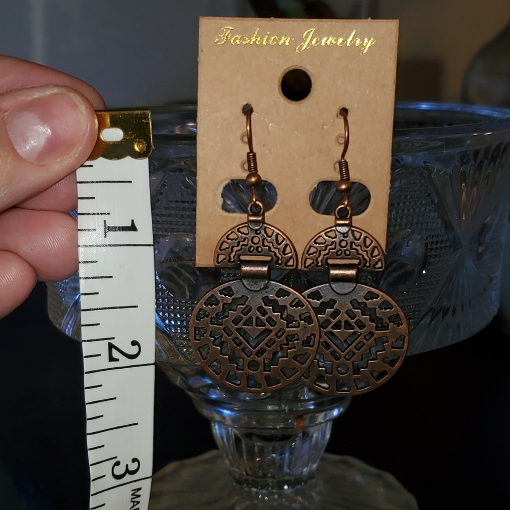 Copper tone bohemian dangle earrings